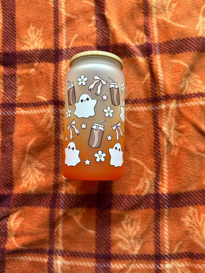 Iced Coffee Ghosts Can Glass