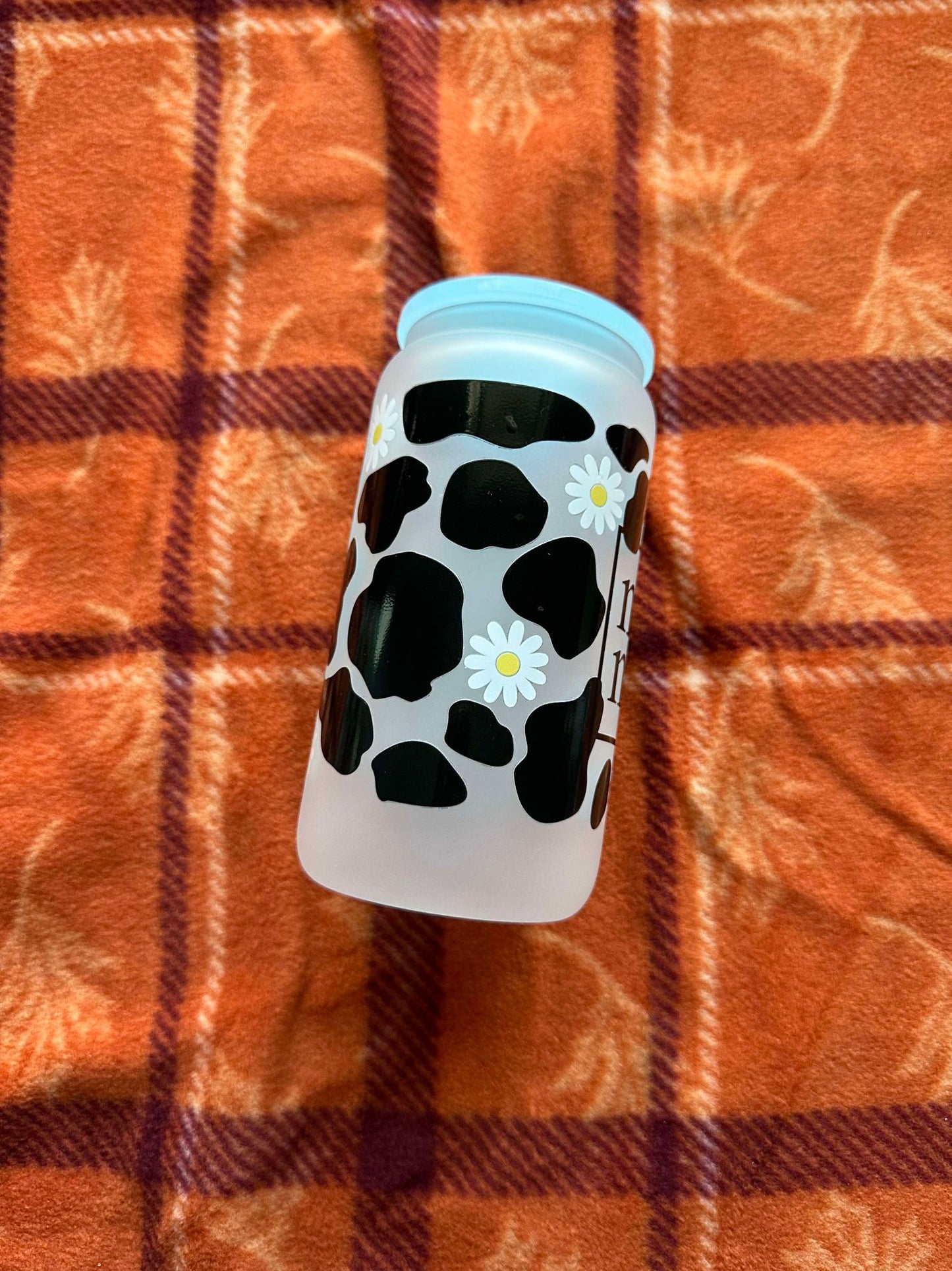 Mama Cow Daisy Can Glass