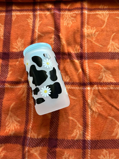 Mama Cow Daisy Can Glass